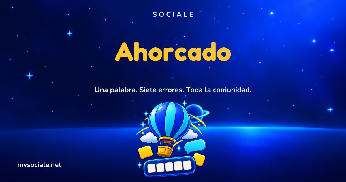 Ahorcado online en Sociale: un globo aerostático sobre las casillas vacías de la palabra