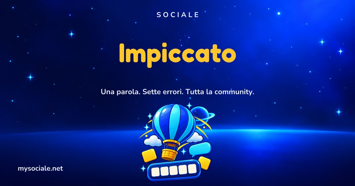 Impiccato online su Sociale: una mongolfiera sopra le caselle vuote della parola da indovinare