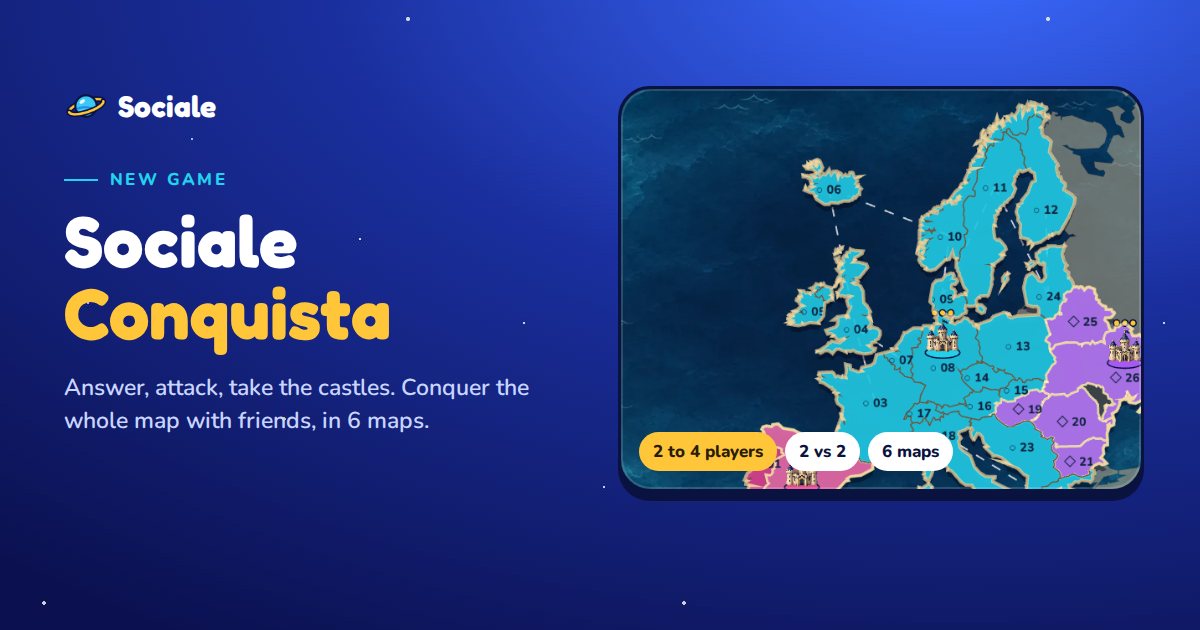 Sociale Conquista: the map of Europe during a game