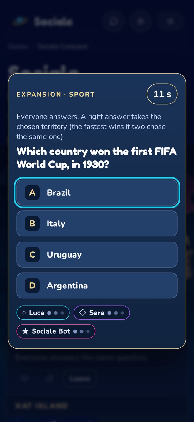 A question of Sociale Conquista on a phone