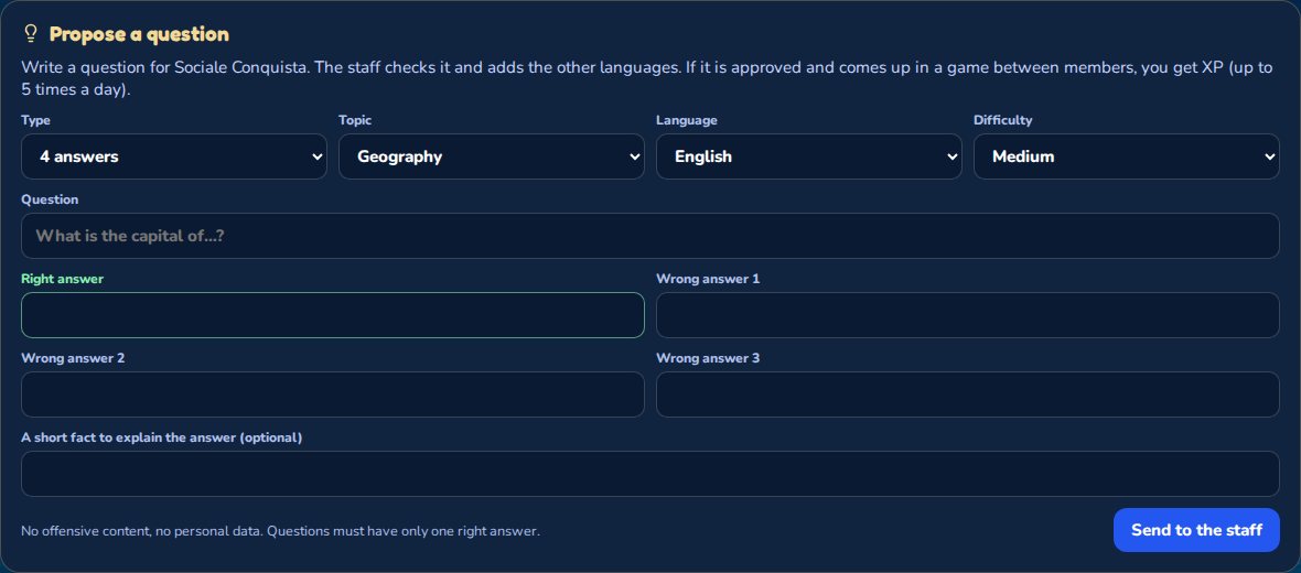 The form to propose a question