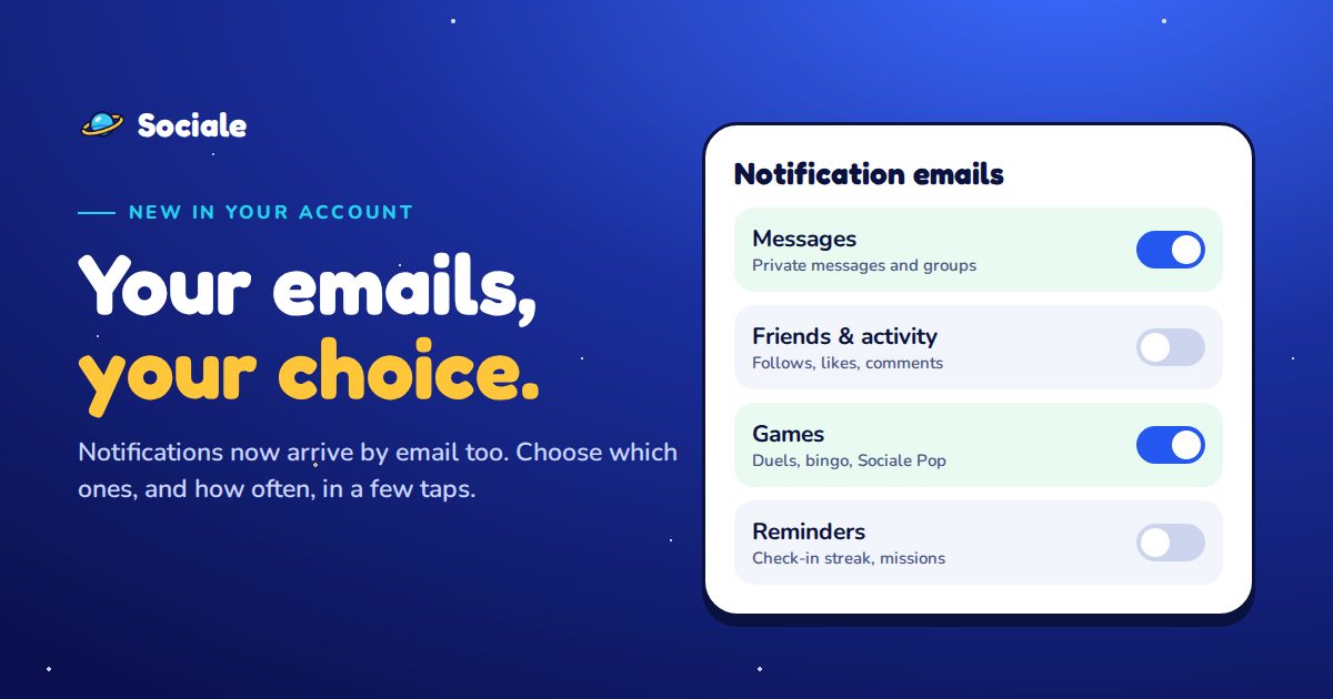 Your emails, your choice: the Notification emails panel with its switches