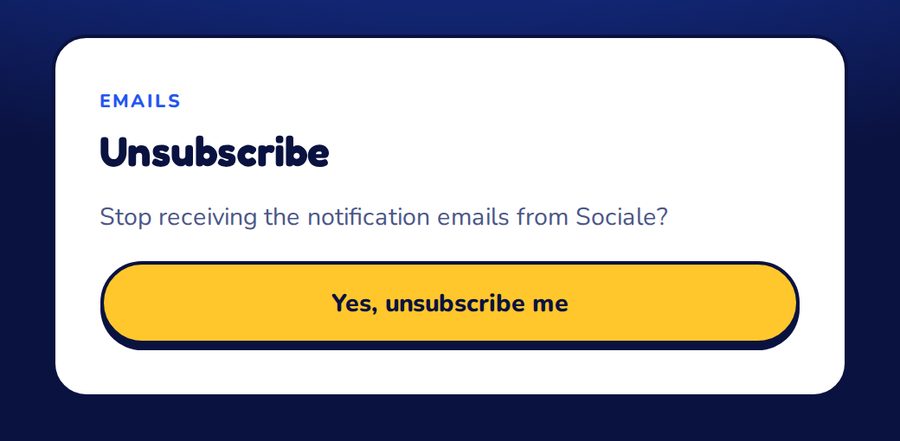 The page to stop the notification emails