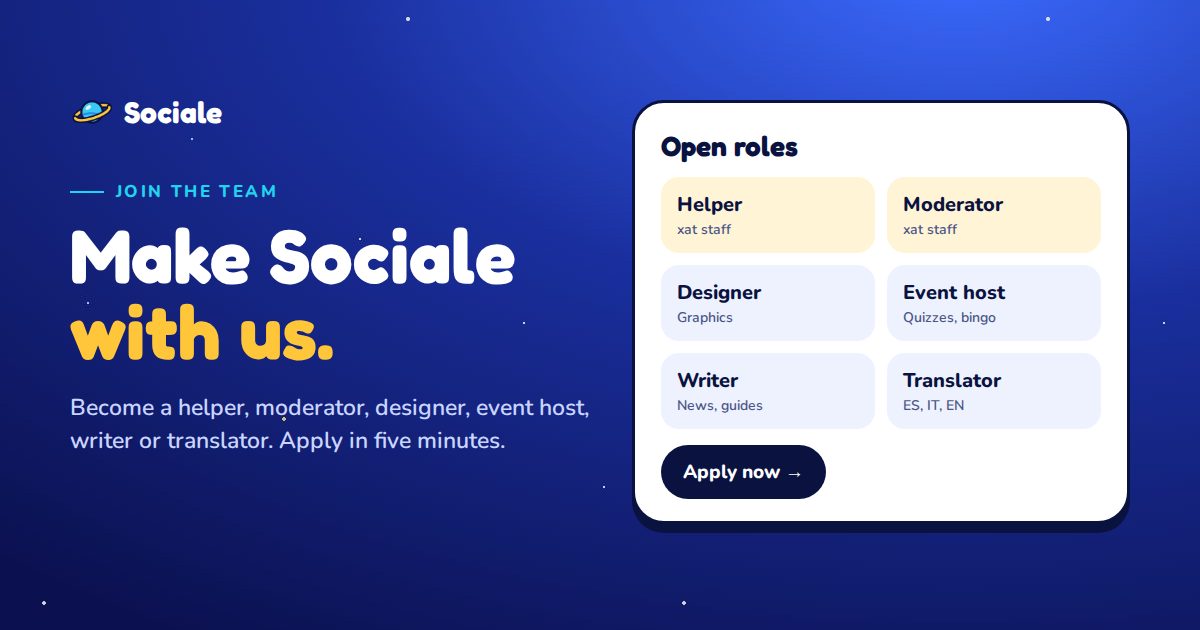Make Sociale with us: the six open roles of the team
