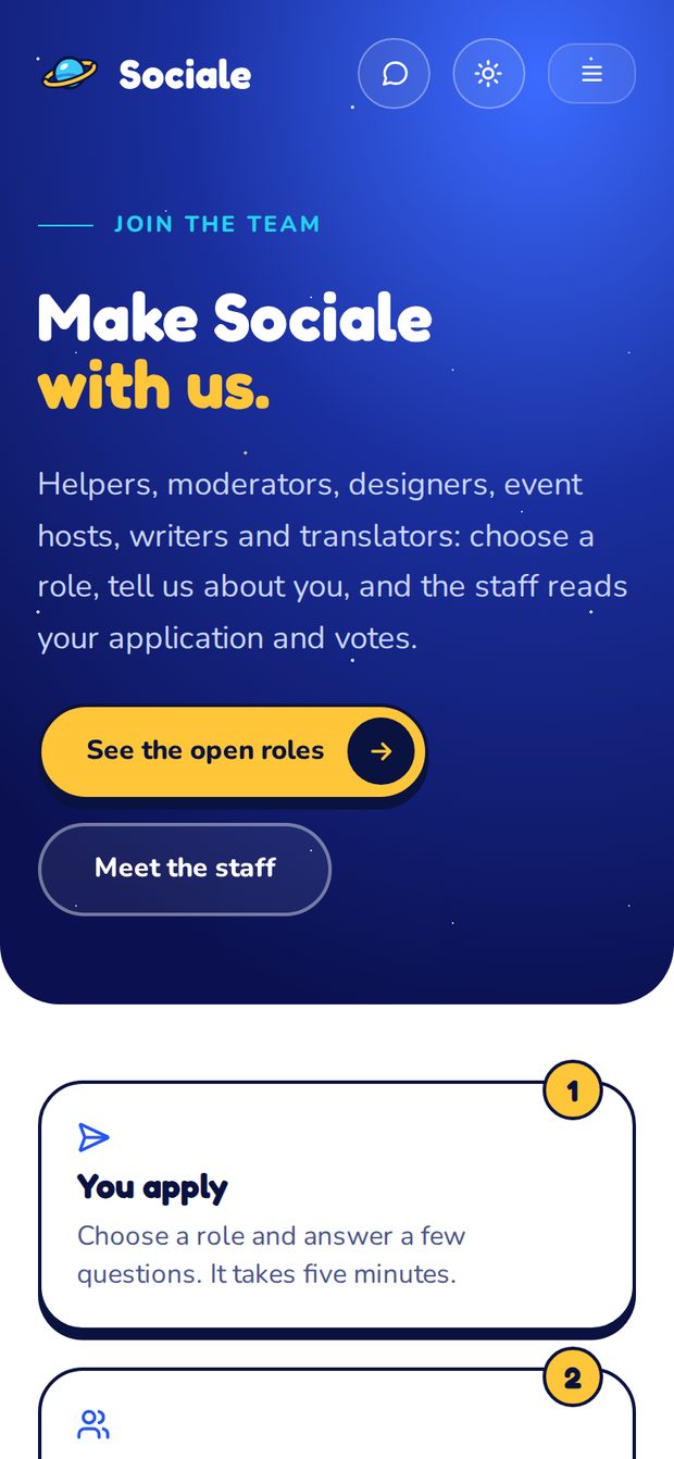The Join the team page on a phone