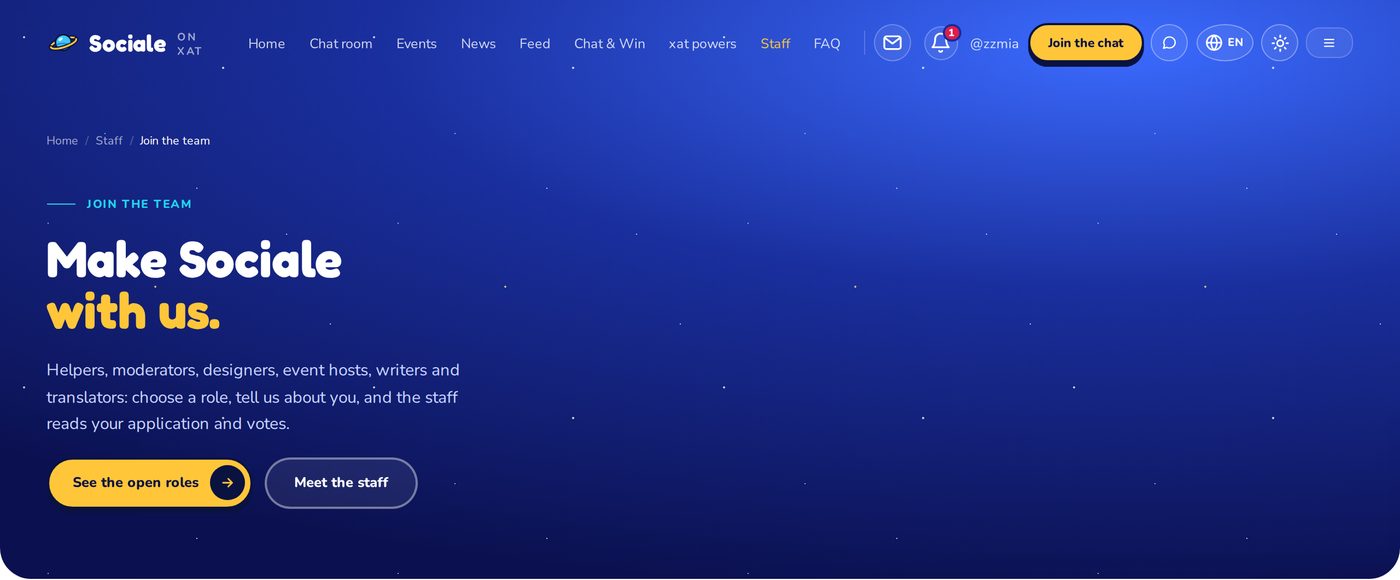 The Join the team page: Make Sociale with us