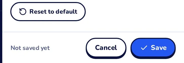 Reset to default, Cancel and Save at the bottom of the panel