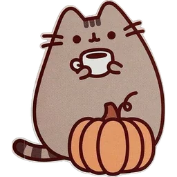 pusheen con calabaza. sticker