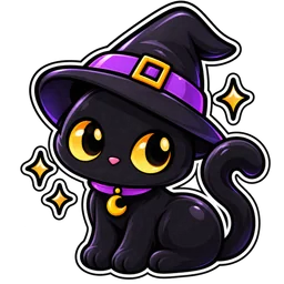 Witch cat sticker