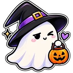 Witch ghost trick-or-treat sticker