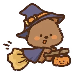 osito brujo escoba sticker