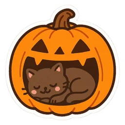 Sleeping in pumpkin sticker
