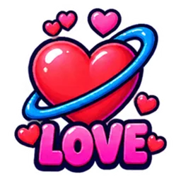 Love heart planet sticker