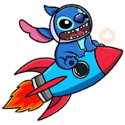 Stitch riding rocket sticker