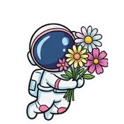 Astronauta floral sticker