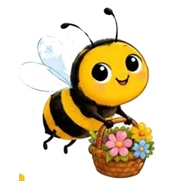 Bee flower basket sticker