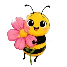 Bee holding flower sticker