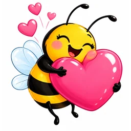 Bee hugging heart sticker