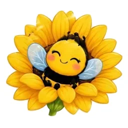 Sunflower bee smiling sticker