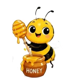 Bee with honey sticker