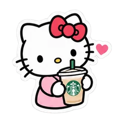 Kitty drinking coffee sticker