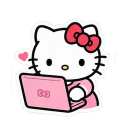 Kitty on laptop sticker