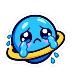 Crying planet sticker