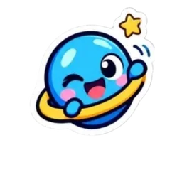 Planet waving hello sticker