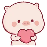 Pig holding heart sticker