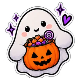 Ghost with candy sticker