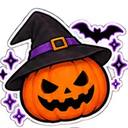 Pumpkin witch hat sticker