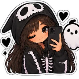 Skeleton girl selfie sticker